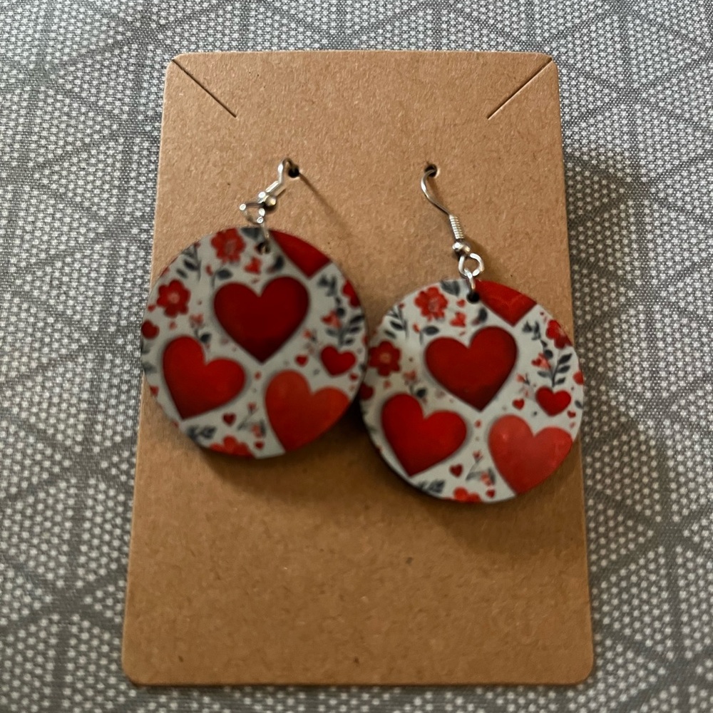 Red Heart Dangle Earrings
